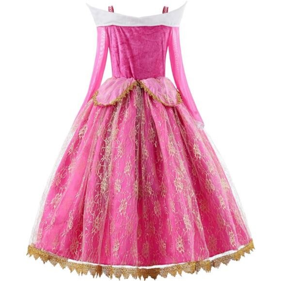 Kids Girls Pink Princess Costume Halloween Cosplay Party Set Dress w Accessories - Picture 3 of 7